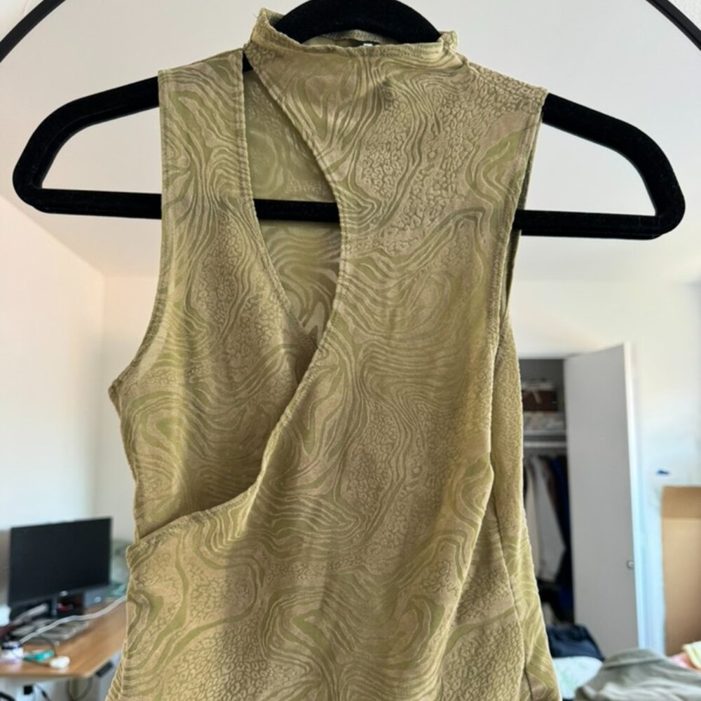 Motel Sheer Cut out turtleneck Sleeveless top